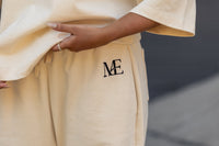 ManEmy cream co-ord — oversized top and wide-leg trouser set